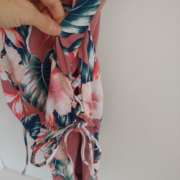 Tori Praver Seafoam Lace Up Sides Floral Monokini Size M - Picture 4 of 7